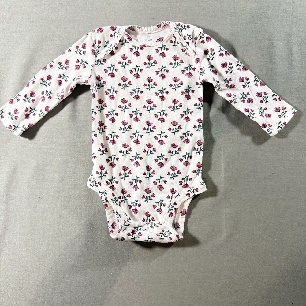 Just One You By Carters Babygirl Floral Longsleeve Bodysuit 3M